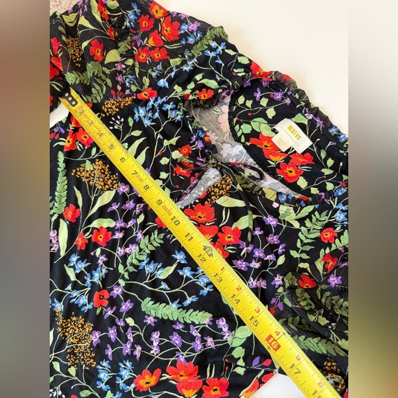 Anthropologie Maeve Blouse Jacquin Peasant Black Floral 70’ Vibe Whimsigoth core - Picture 7 of 16